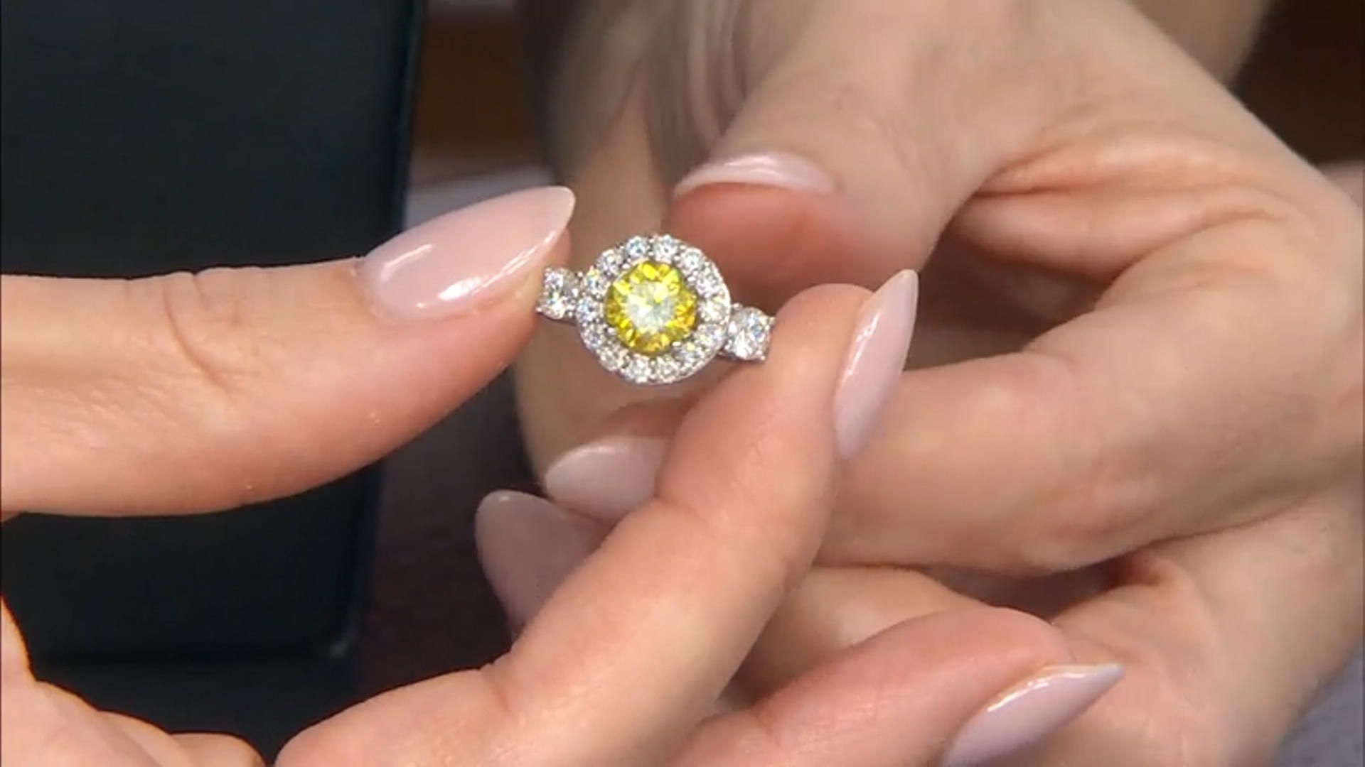 Yellow And Colorless Moissanite Platineve Ring 2.08ctw DEW. Video Thumbnail
