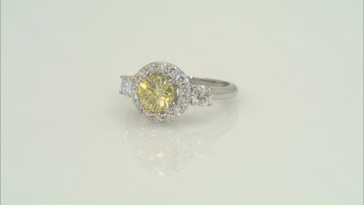 Yellow And Colorless Moissanite Platineve Ring 2.08ctw DEW. Video Thumbnail