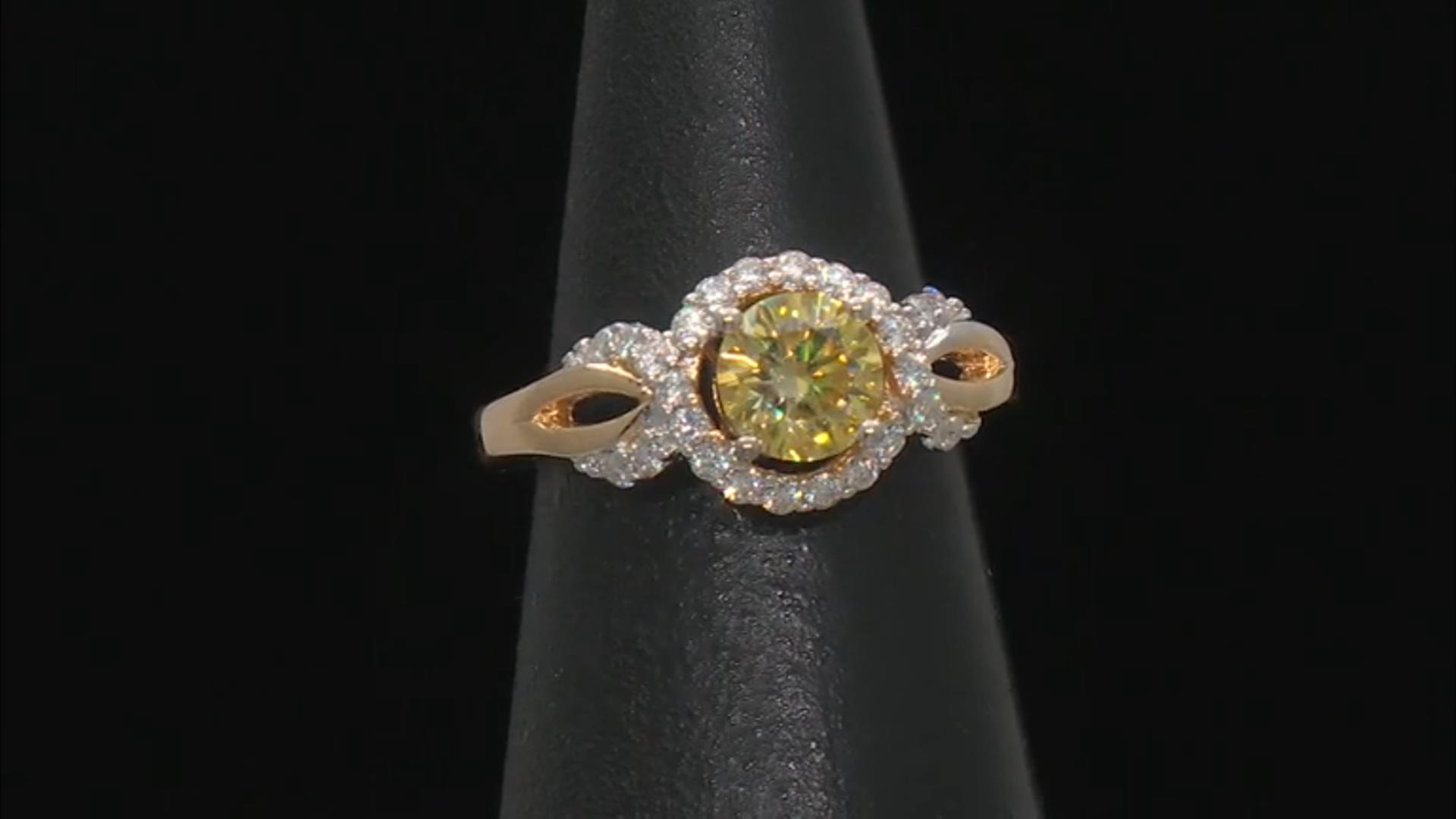 Yellow And Colorless Moissanite 14k Yellow Gold Over Silver Ring 1.52ctw DEW. Video Thumbnail