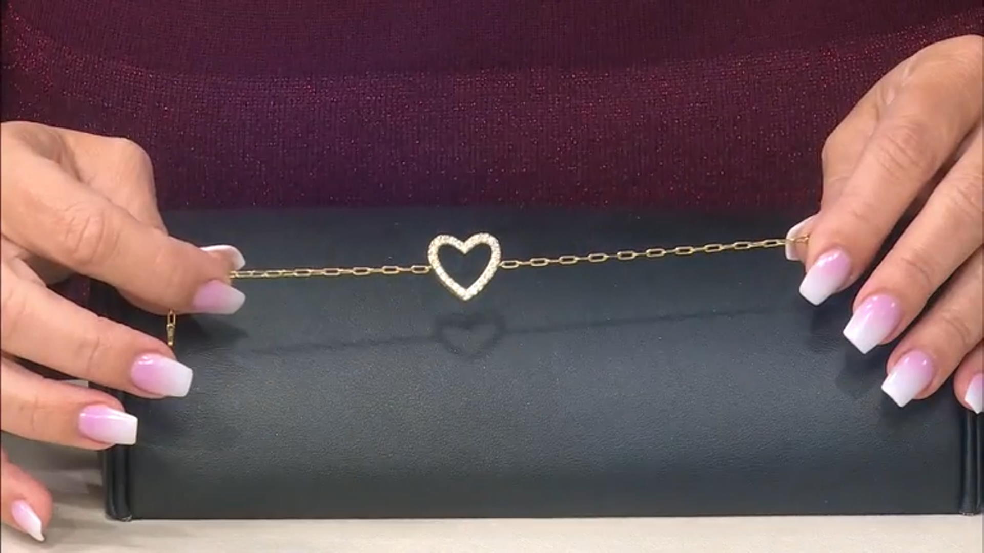 Moissanite 14k Yellow Gold Over Silver Heart And Paperclip Bracelet .78ctw DEW Video Thumbnail