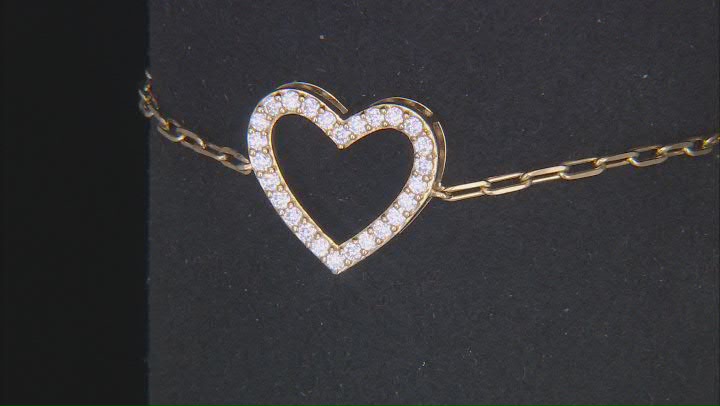 Moissanite 14k Yellow Gold Over Silver Heart And Paperclip Bracelet .78ctw DEW Video Thumbnail