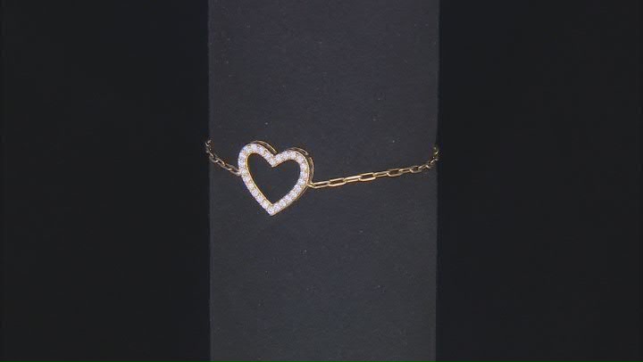 Moissanite 14k Yellow Gold Over Silver Heart And Paperclip Bracelet .78ctw DEW Video Thumbnail