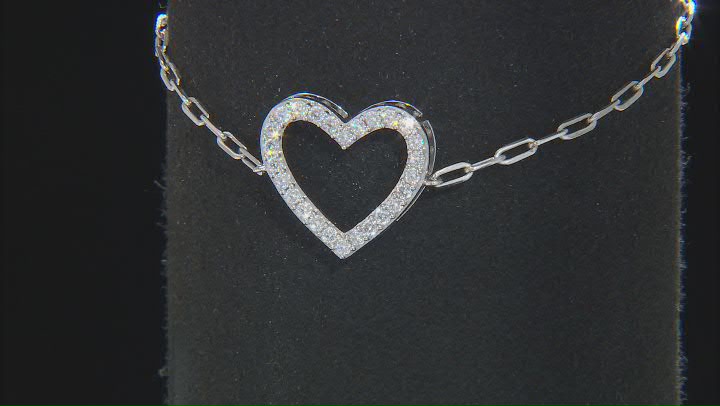 Moissanite Platineve Heart And Paperclip Bracelet .78ctw DEW Video Thumbnail