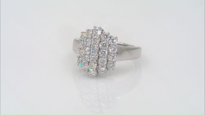 Moissanite Platineve Cluster Ring 1.44ctw DEW Video Thumbnail