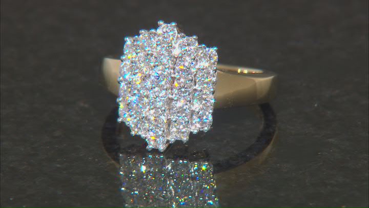 Moissanite 14k Yellow Gold Over Silver Cluster Ring 1.44ctw DEW Video Thumbnail