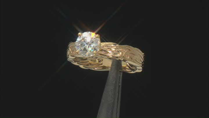 Moissanite 14k Yellow Gold Over Silver Ring 1.20ct DEW. Video Thumbnail