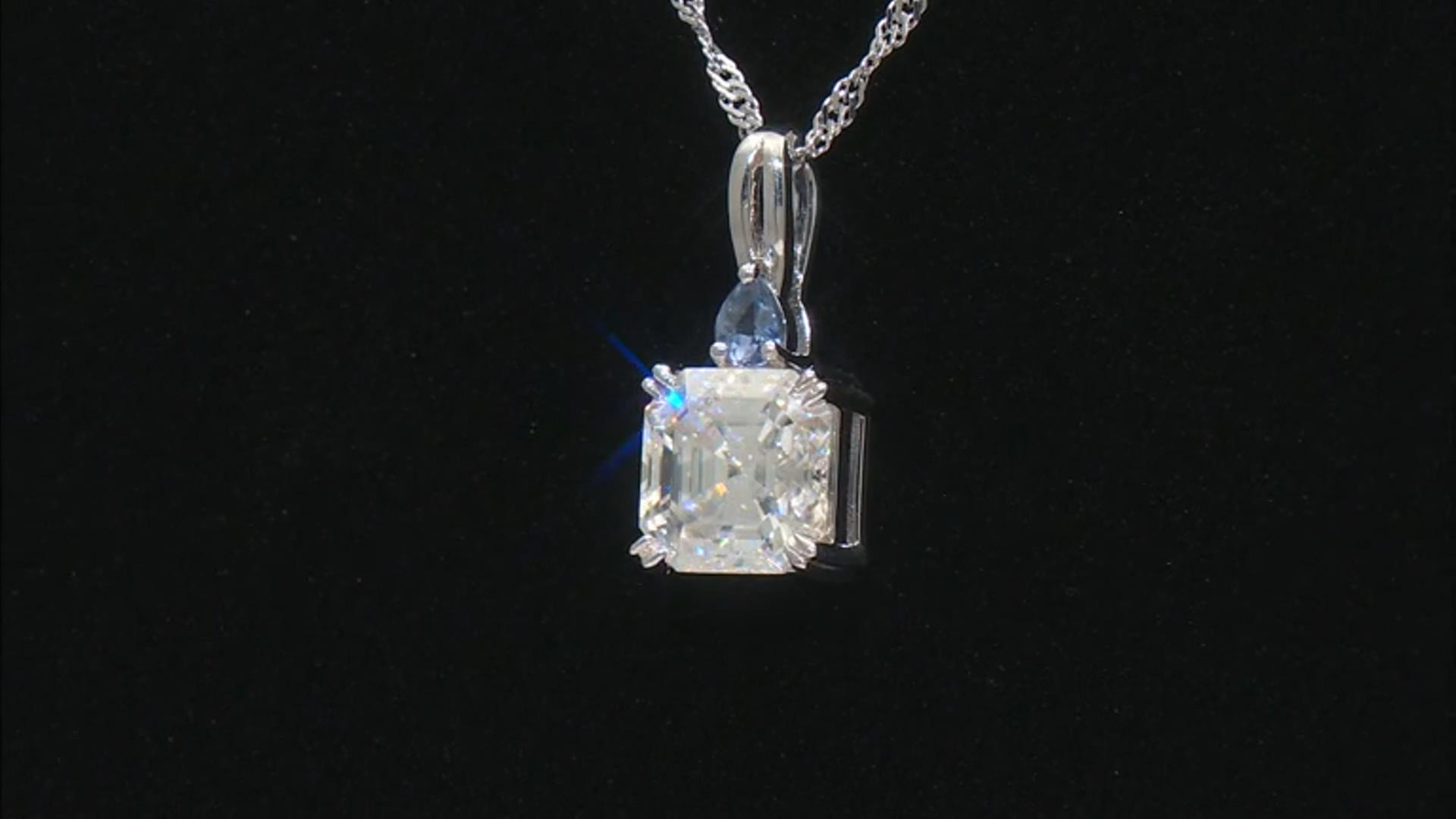 Moissanite And Tanzanite Platineve Pendant With Chain 3.92ct DEW. Video Thumbnail