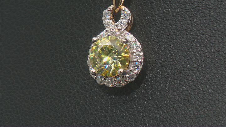 Yellow And Colorless Moissanite 14k Yellow Gold Over Silver Pendant 1.36ctw DEW. Video Thumbnail