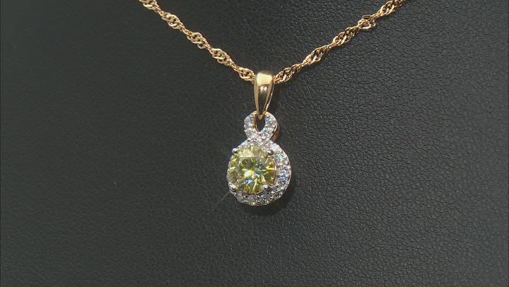 Yellow And Colorless Moissanite 14k Yellow Gold Over Silver Pendant 1.36ctw DEW. Video Thumbnail