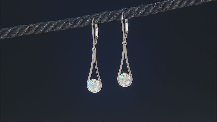 Moissanite Platineve Dangle Earrings 1.60ctw DEW. Video Thumbnail