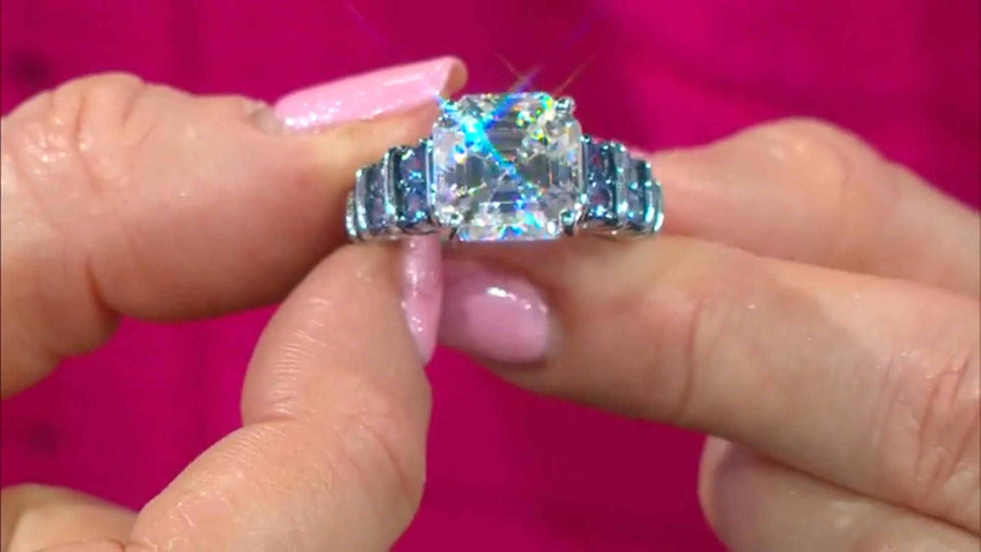 Moissanite And Tanzanite Platineve Ring 10.41ctw DEW Video Thumbnail