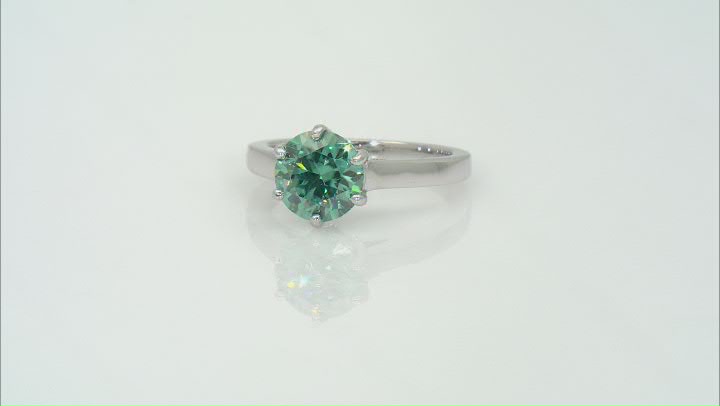 Green Moissanite Platineve Solitaire Ring 2.70ct DEW Video Thumbnail