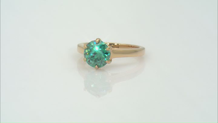 Green Moissanite 14k Yellow Gold Over Silver Solitaire Ring 2.70ct DEW Video Thumbnail