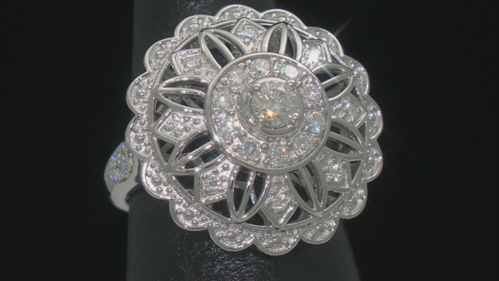Moissanite Platineve Cocktail Ring .87ctw DEW. Video Thumbnail