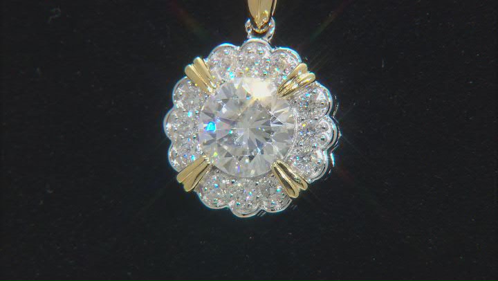 Moissanite Platineve And 14k Yellow Gold Over Silver Pendant 2.26ctw DEW. Video Thumbnail