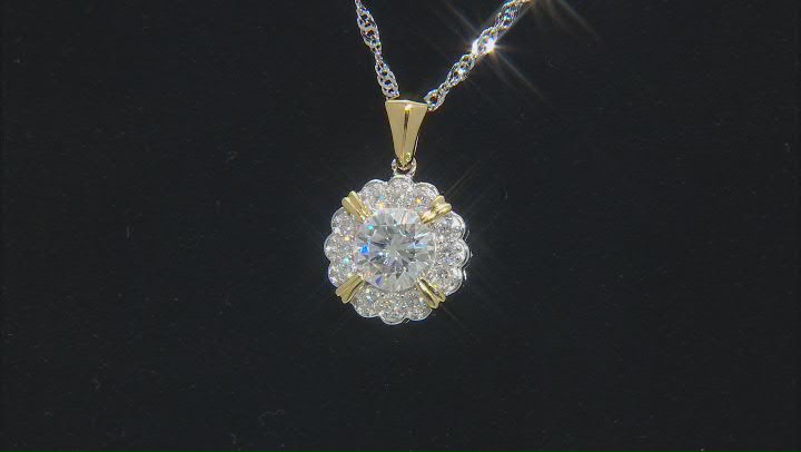 Moissanite Platineve And 14k Yellow Gold Over Silver Pendant 2.26ctw DEW. Video Thumbnail