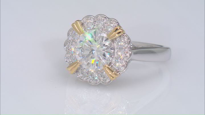 Moissanite Platineve And 14k Yellow Gold Over Silver Ring 2.26ctw DEW. Video Thumbnail