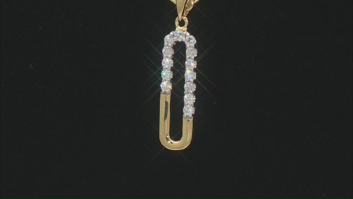 Moissanite 14k Yellow Gold Over Silver Paperclip Pendant .52ctw DEW. Video Thumbnail