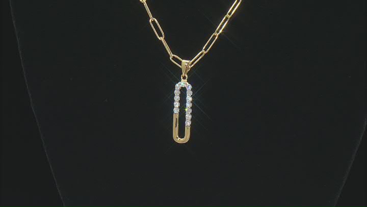 Moissanite 14k Yellow Gold Over Silver Paperclip Pendant .52ctw DEW. Video Thumbnail