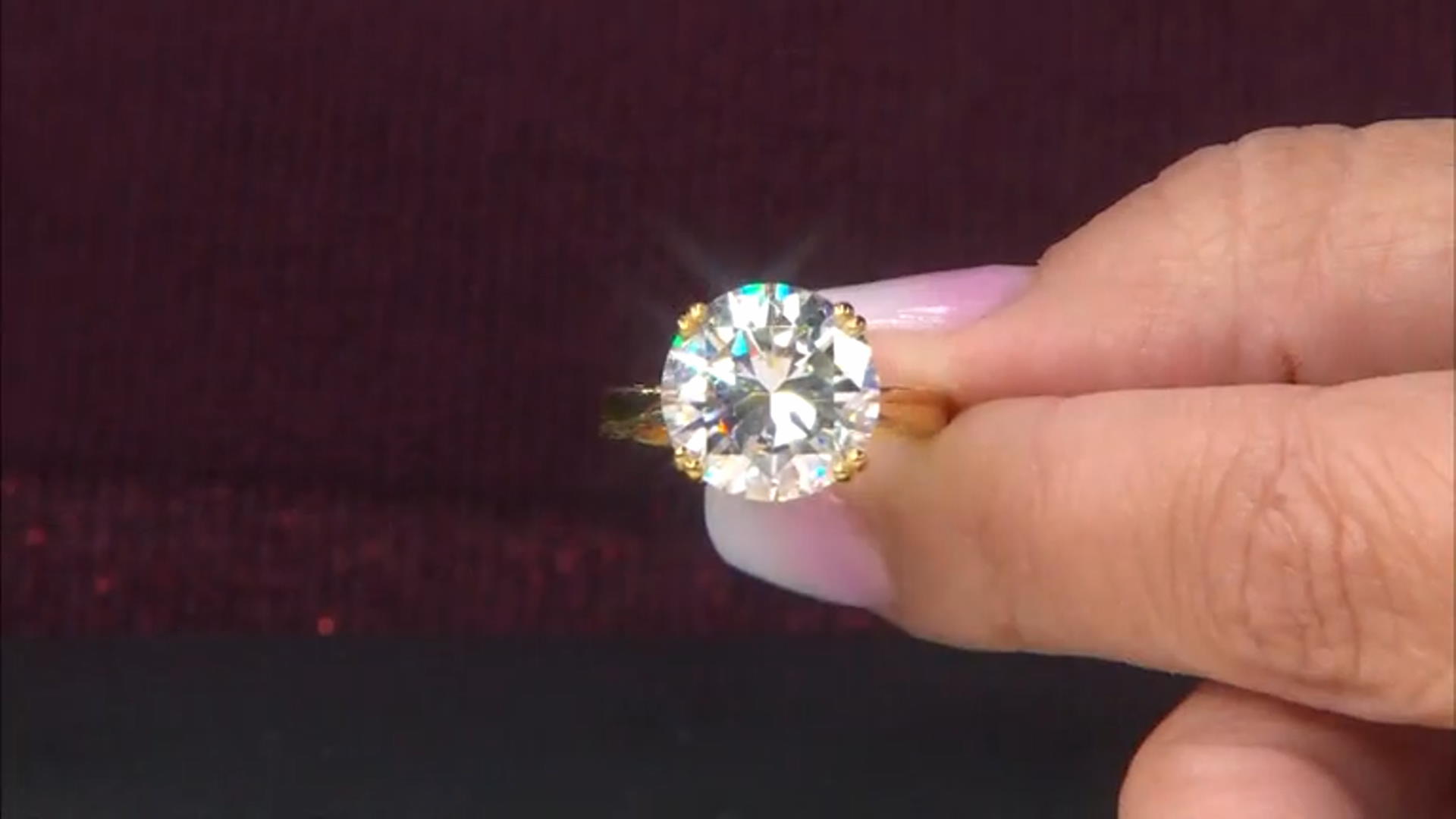 Moissanite 14k Yellow Gold Over Silver Solitaire Ring 7.50ct DEW. Video Thumbnail
