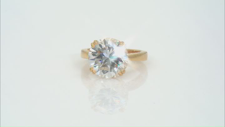 Moissanite 14k Yellow Gold Over Silver Solitaire Ring 7.50ct DEW. Video Thumbnail