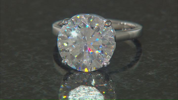 Moissanite Platineve Solitaire Ring 7.50ct DEW. Video Thumbnail