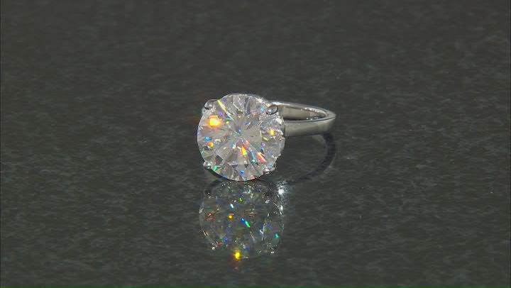 Moissanite Platineve Solitaire Ring 7.50ct DEW. Video Thumbnail