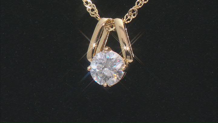 Moissanite 14k Yellow Gold Over Silver Solitaire Pendant 1.00ct DEW. Video Thumbnail
