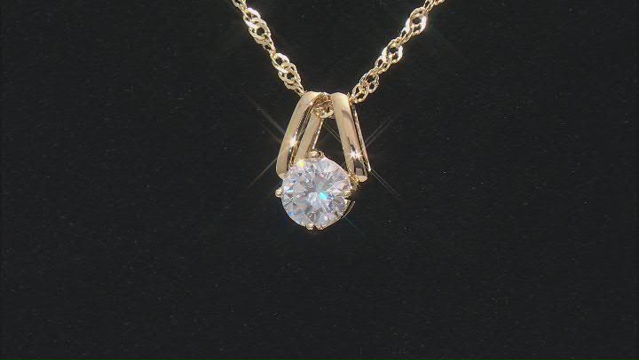 Moissanite 14k Yellow Gold Over Silver Solitaire Pendant 1.00ct DEW. Video Thumbnail