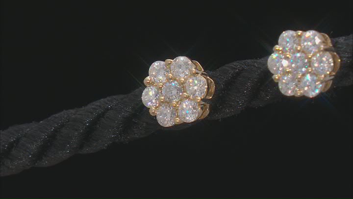 Moissanite 14k Yellow Gold Over Sterling Silver Earring .84ctw DEW. Video Thumbnail