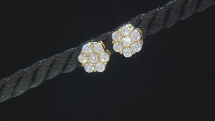 Moissanite 14k Yellow Gold Over Sterling Silver Earring .84ctw DEW. Video Thumbnail