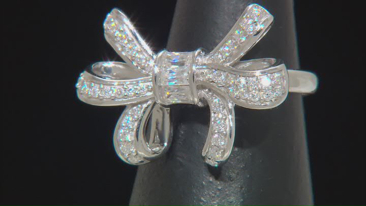 Moissanite Platineve Bow Ring .85ctw DEW Video Thumbnail