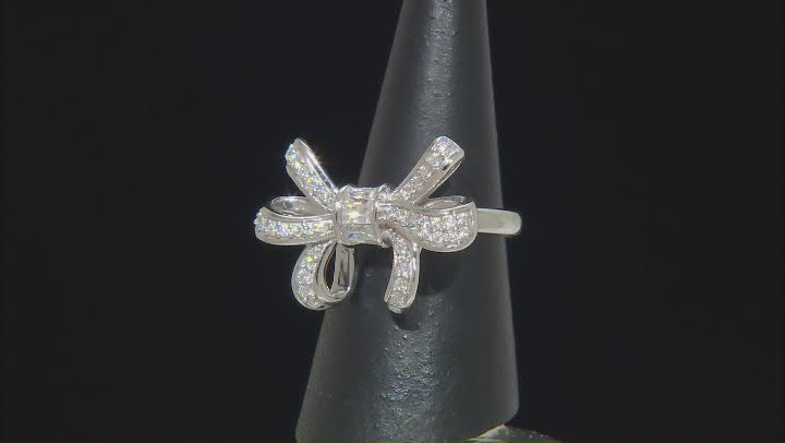 Moissanite Platineve Bow Ring .85ctw DEW Video Thumbnail
