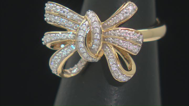 Moissanite 14K Yellow Gold Over Silver Bow Ring .67ctw DEW Video Thumbnail