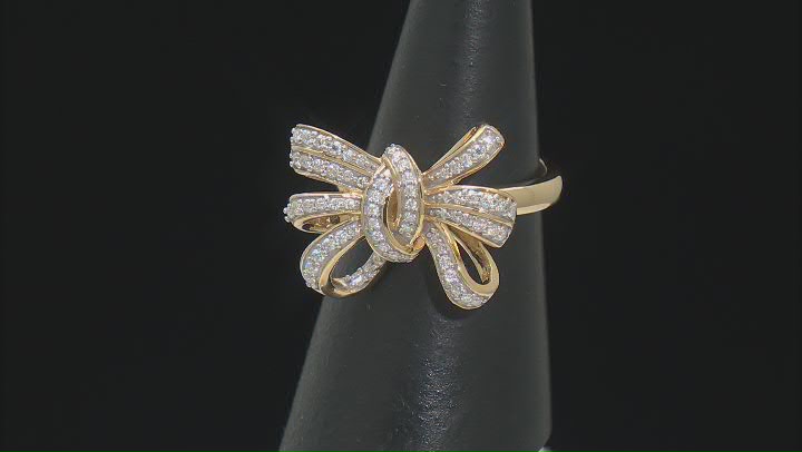 Moissanite 14K Yellow Gold Over Silver Bow Ring .67ctw DEW Video Thumbnail
