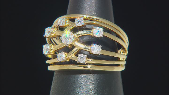 Moissanite 14k Yellow Gold Over Silver Ring .87ctw DEW. Video Thumbnail
