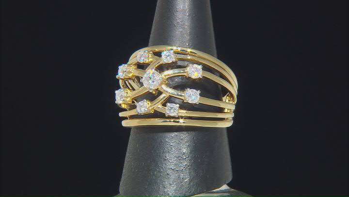 Moissanite 14k Yellow Gold Over Silver Ring .87ctw DEW. Video Thumbnail