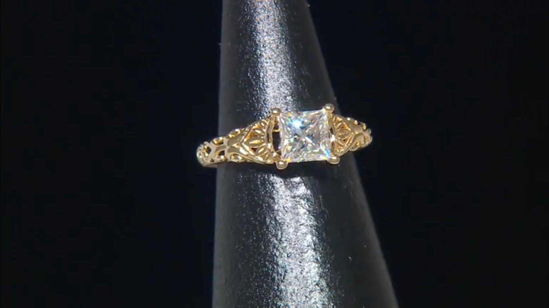 Moissanite 14k Yellow Gold Over Silver Ring 1.26ctw DEW. Video Thumbnail