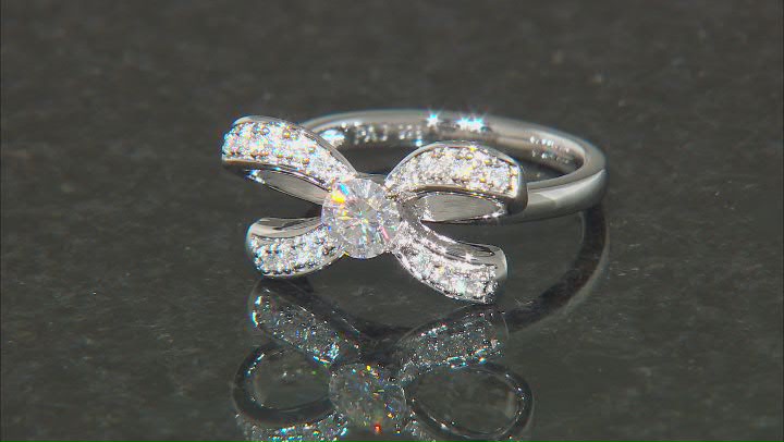 Moissanite Platineve Bow Ring .74ctw DEW. Video Thumbnail