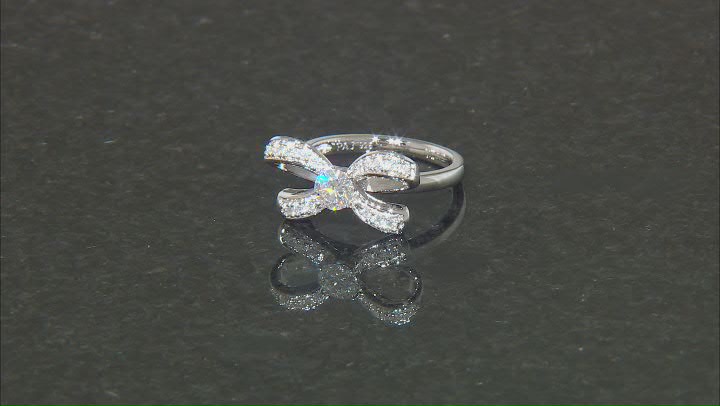 Moissanite Platineve Bow Ring .74ctw DEW. Video Thumbnail