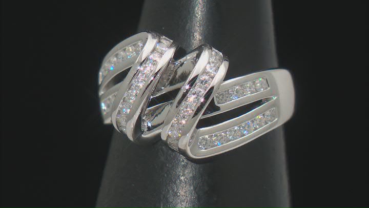 Moissanite Platineve Crossover Ring .80ctw DEW. Video Thumbnail