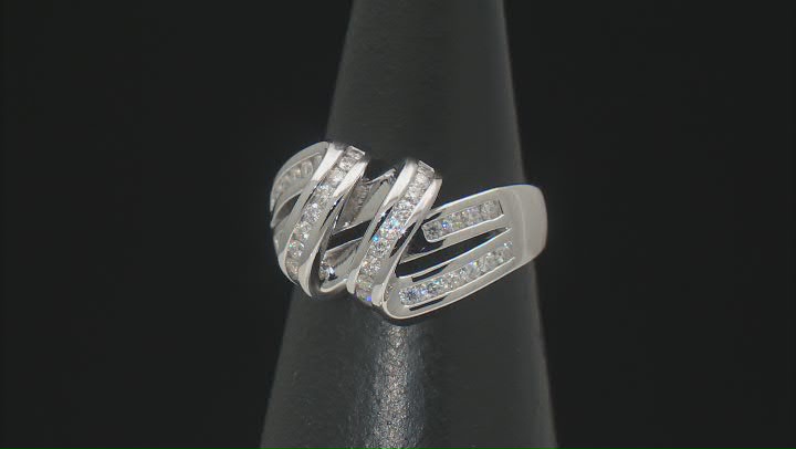 Moissanite Platineve Crossover Ring .80ctw DEW. Video Thumbnail