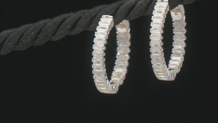 Moissanite Platineve Hoop Earrings 2.50ctw DEW. Video Thumbnail