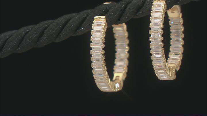 Moissanite 14k Yellow Gold Over Silver Hoop Earrings 2.50ctw DEW. Video Thumbnail