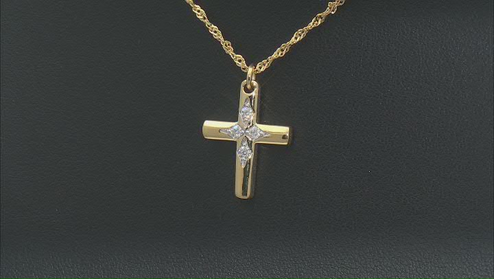 Moissanite 14k Yellow Gold Over Silver Cross Necklace .28ctw DEW Video Thumbnail