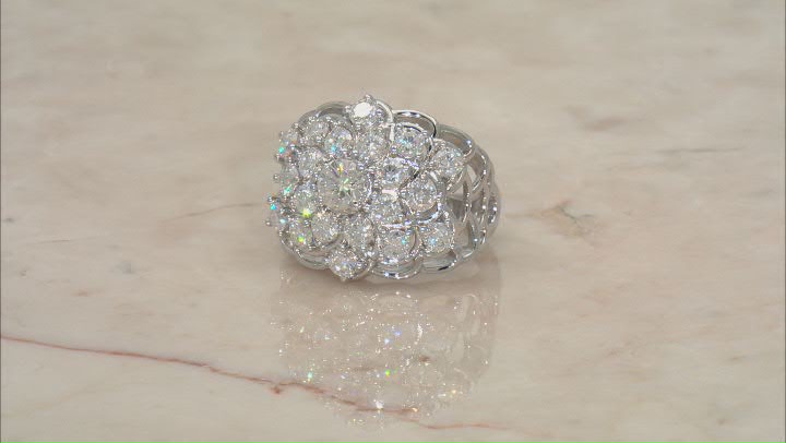 Moissanite Platineve Cluster Ring 2.50ctw DEW. Video Thumbnail