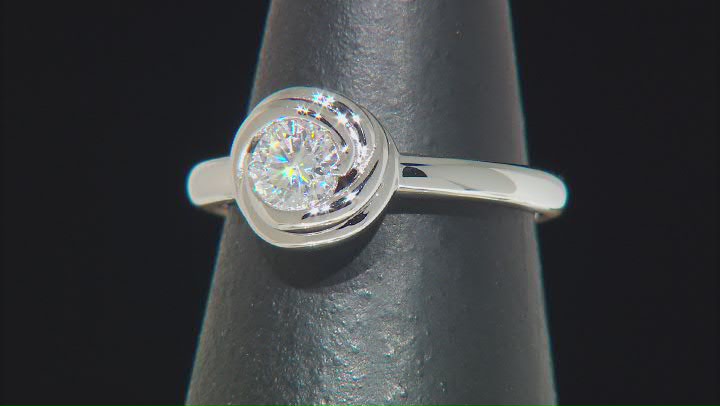 Moissanite Platineve Solitaire Ring .50ct DEW. Video Thumbnail