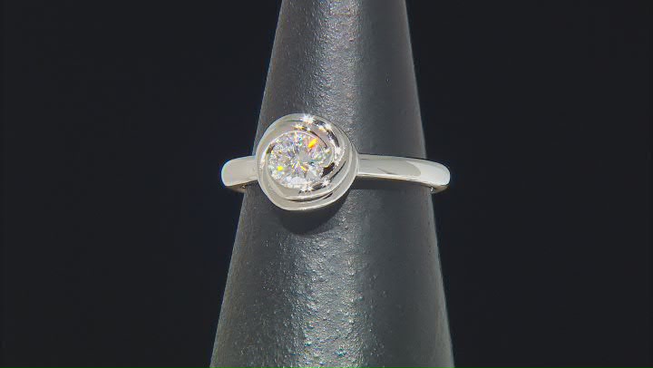 Moissanite Platineve Solitaire Ring .50ct DEW. Video Thumbnail