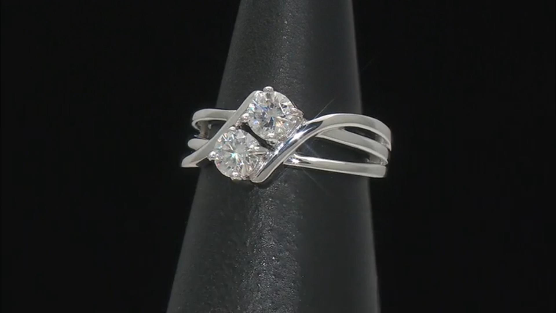 Moissanite Platineve Bypass Ring 1.00ctw DEW. Video Thumbnail