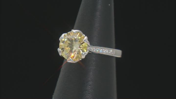 Yellow And Colorless Moissanite With Yellow Sapphire Platineve 3.80ctw DEW. Video Thumbnail